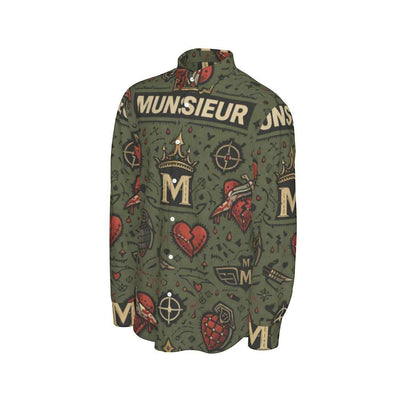 All-Over Print Men's Long Sleeve Shirt | 115GSM Cotton poplin
