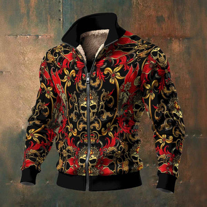 MUNSIEUR All-Over Print Men's Thick Knit Fleece Coat