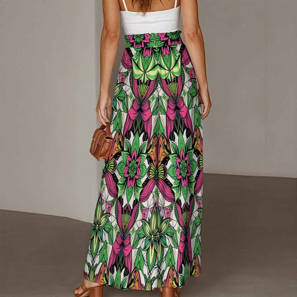 All-Over Print Women's Ruffled Wide-Leg Pants