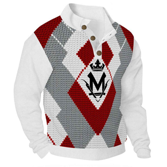 All-Over Print Men’s Casual Pullover Shirt With 1/4 Zip