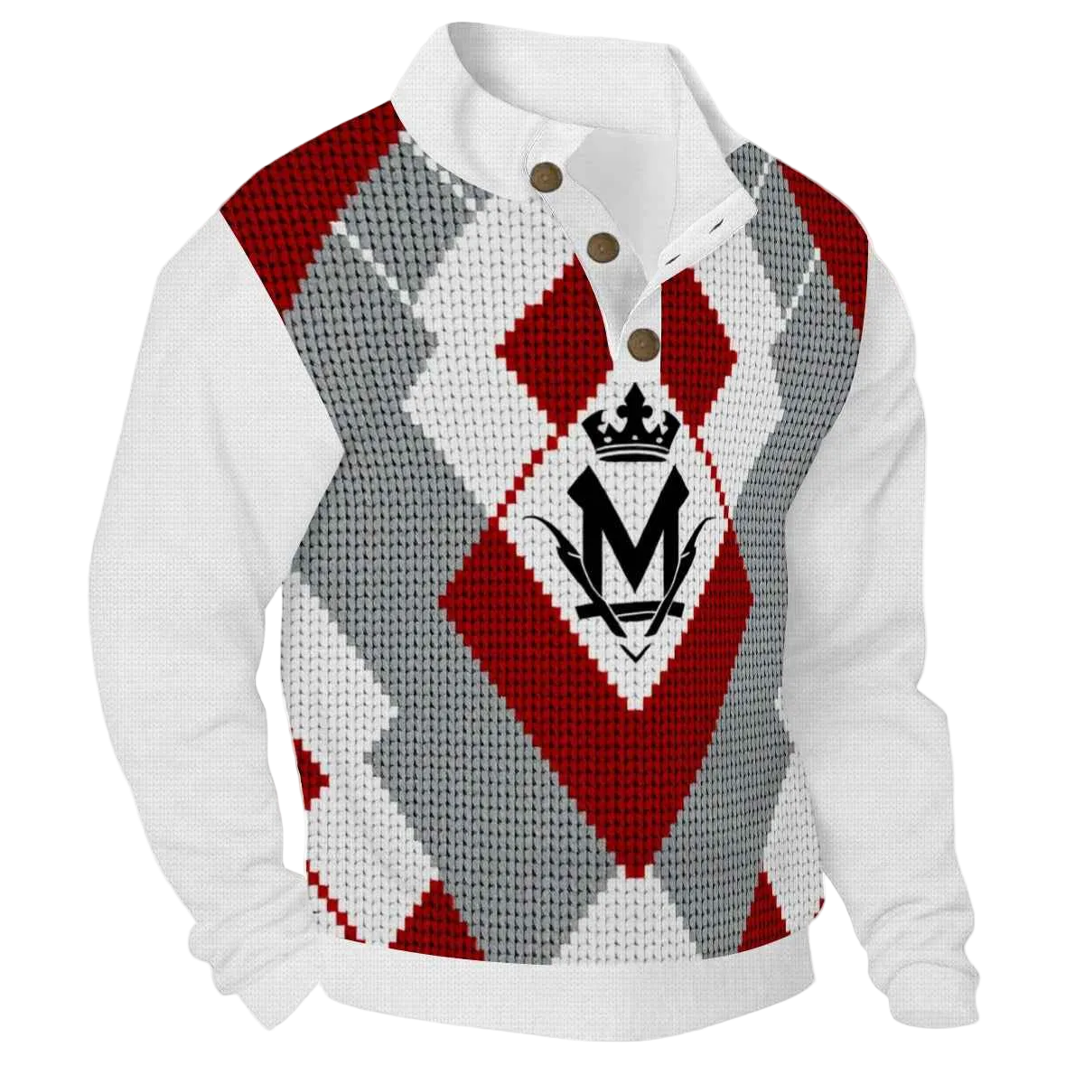 Men's Quarter Button Hoodie - All-Over Print Pullover