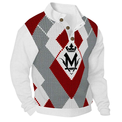 Men's Quarter Button Hoodie - All-Over Print Pullover
