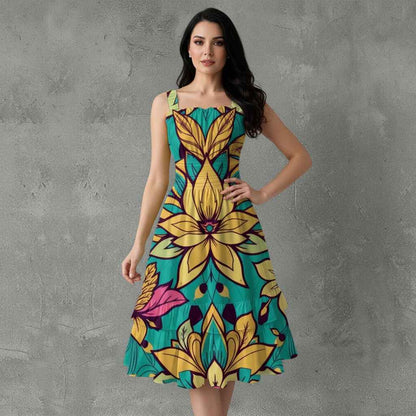 MUNSIEUR All-Over Print Women‘s Ruffle Hem Dress
