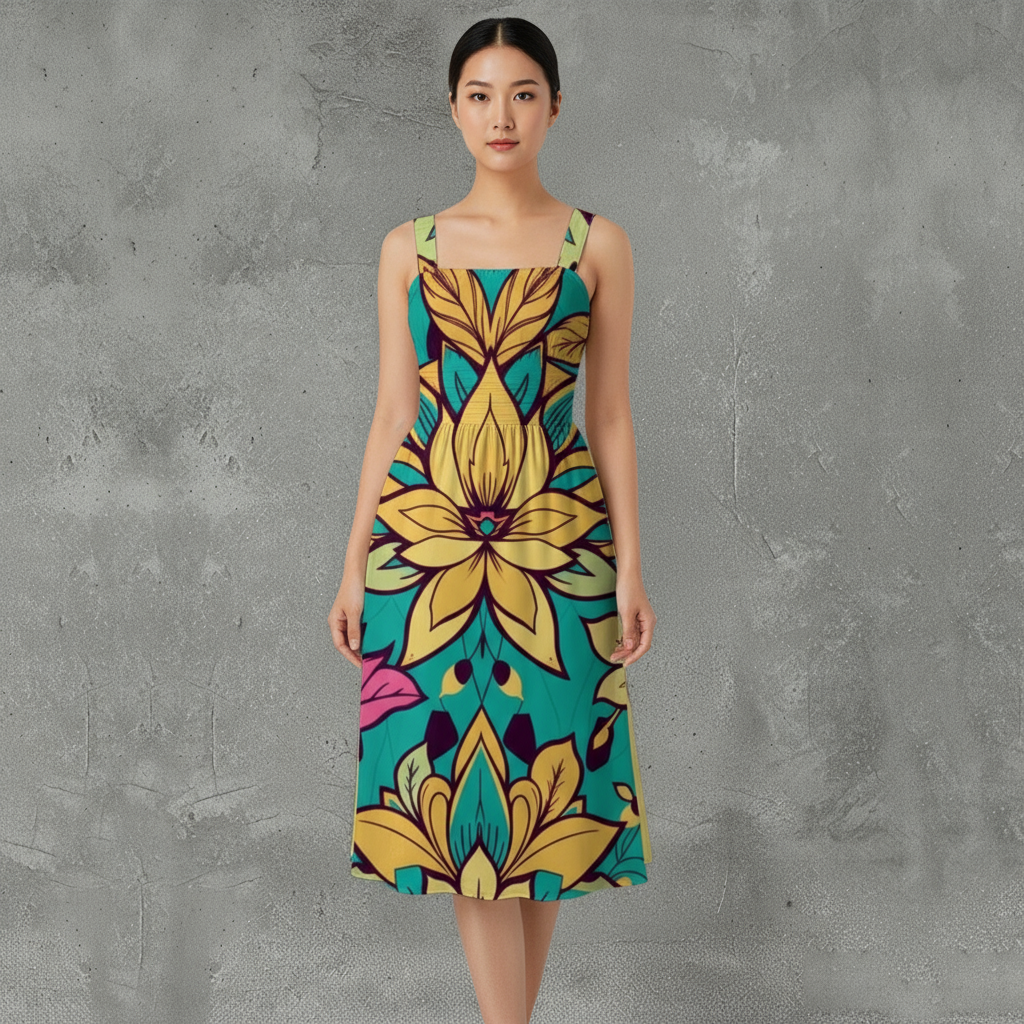 MUNSIEUR All-Over Print Women‘s Ruffle Hem Dress