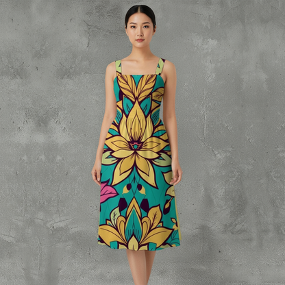MUNSIEUR All-Over Print Women‘s Ruffle Hem Dress