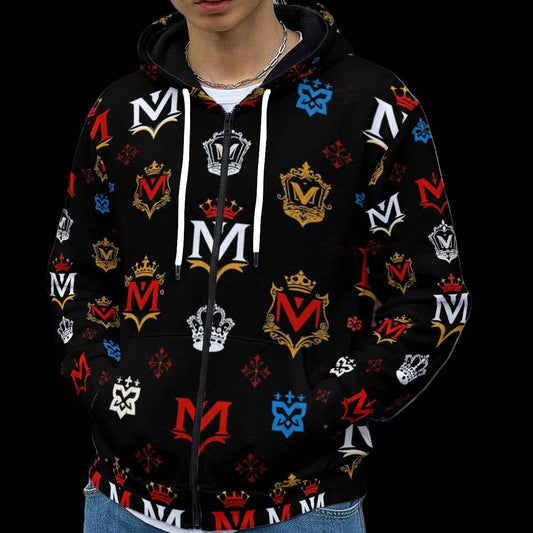 Men's Hoodie MUNSIEUR All-Over Print Heavy Fleece Zip Up "Thoroughbred"