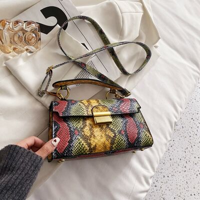 PU Leather Snakeskin Print Crossbody Bag - Munsieur