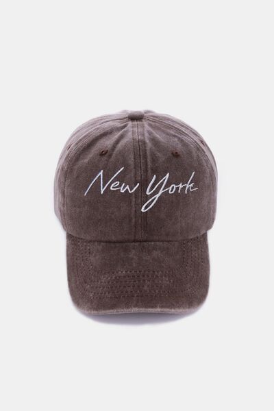 Zenana Washed Embroidered City Baseball Cap - Munsieur