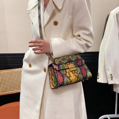 PU Leather Snakeskin Print Crossbody Bag - Munsieur