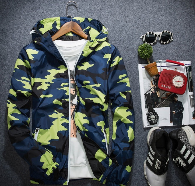 Men Fashion Brand Camouflage Coat Luminous Zipper MWJ011
