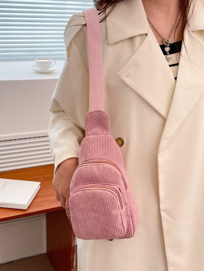 Corduroy Solid Color Crossbody Bag - Munsieur