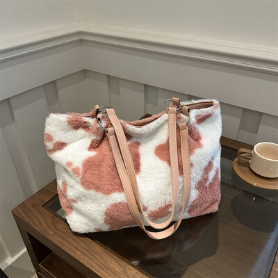 Cow Print Furry Tote Bag - Munsieur