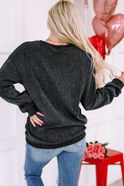 Round Neck Dropped Shoulder Sweatshirt for Comfort - Munsieur