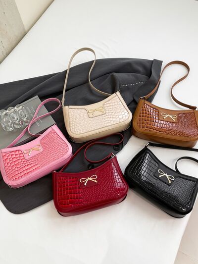 Bow PU Leather Shoulder Bag - Munsieur