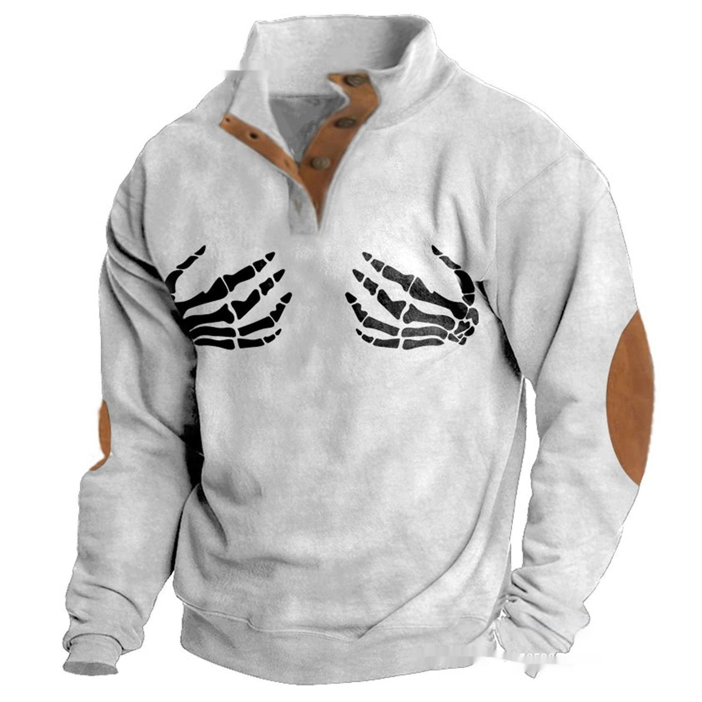 Denim Long-sleeved Tee Men's Fashion Printing Casual