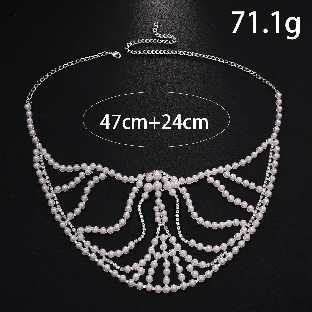 Pearl Fashion Exaggerated Music Festival Rhinestone Mask Accessories