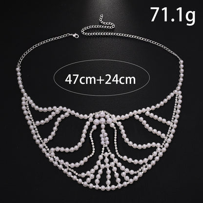 Pearl Fashion Exaggerated Music Festival Rhinestone Mask Accessories