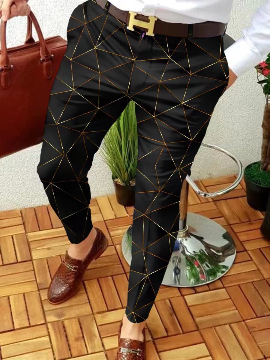Men's Casual Abstract Contrast Micro-stretch Pants