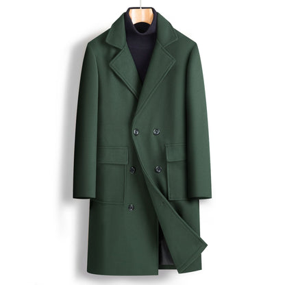 Fall Winter Men Double Breasted Mid-length Coat - Munsieur