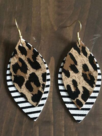 PU Leather Leaf Dangle Earrings - Munsieur