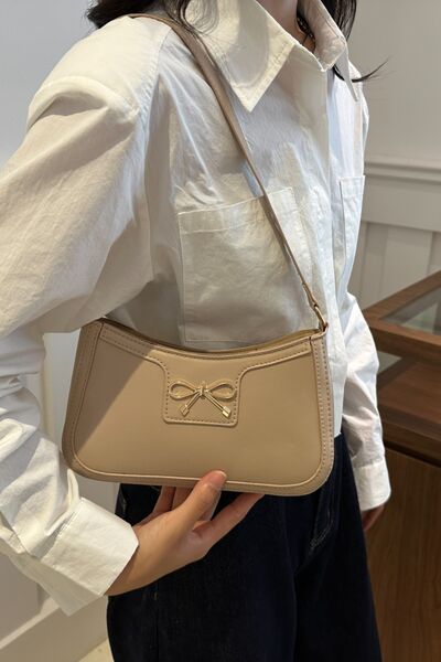 Bow Trim PU Leather Shoulder Bag - Munsieur