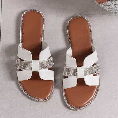 Rhinestone Open Toe Flat Sandals - Munsieur