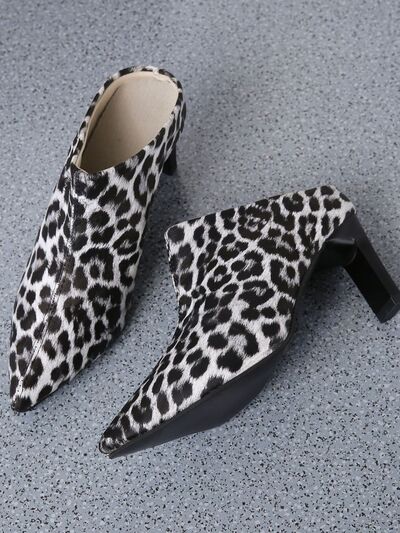 PU Leather Leopard Point Toe Pumps - Munsieur