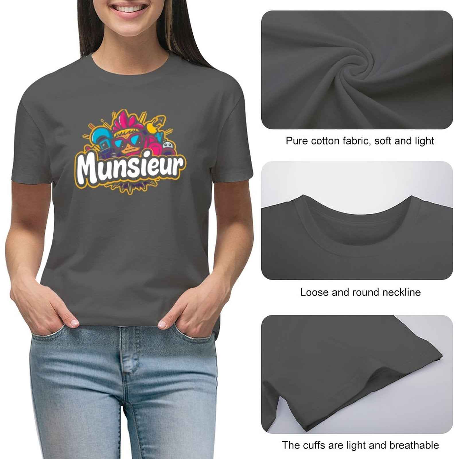 Munsieur T-Shirt for Women: Designed for Comfort, Styled for Impact for Her - Munsieur