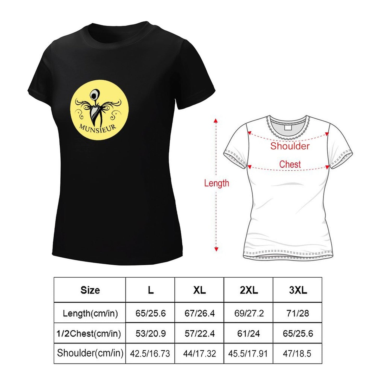 Women's Munsieur T-shirt Halloween Collection 'Grim" Designer Streetwear for Her