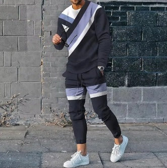 Men's Ethnic Style Printed Long Sleeve Jogger Set - Munsieur