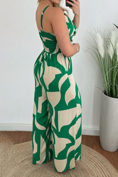 Two-Tone Spaghetti Strap Wide Leg Jumpsuit - Munsieur