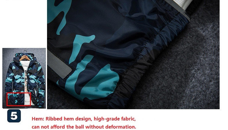 Men Fashion Brand Camouflage Coat Luminous Zipper MWJ011