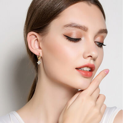 925 Sterling Silver Moissanite Hoop Drop Earrings - Munsieur