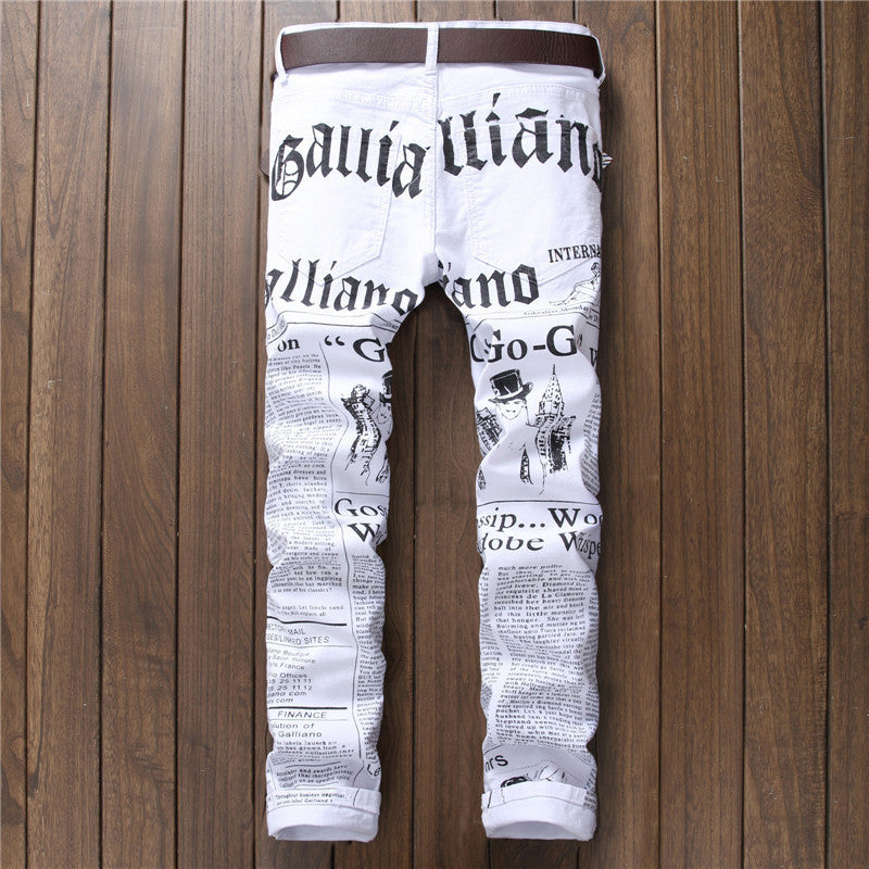 Men's Newspaper Streetwear Fashion Designer Pants