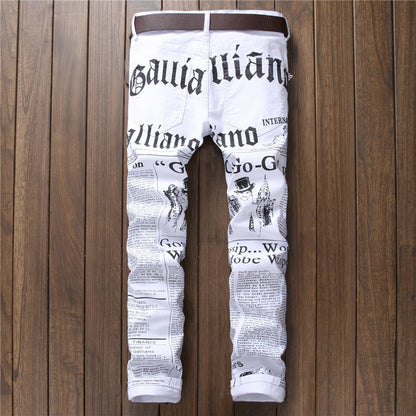 Men's Newspaper Streetwear Fashion Designer Pants
