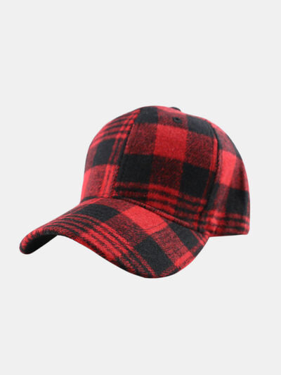 Plaid Adjustable Cotton Baseball Cap - Munsieur