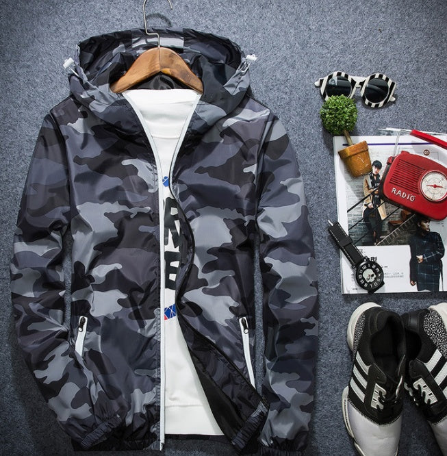 Men Fashion Brand Camouflage Coat Luminous Zipper MWJ011