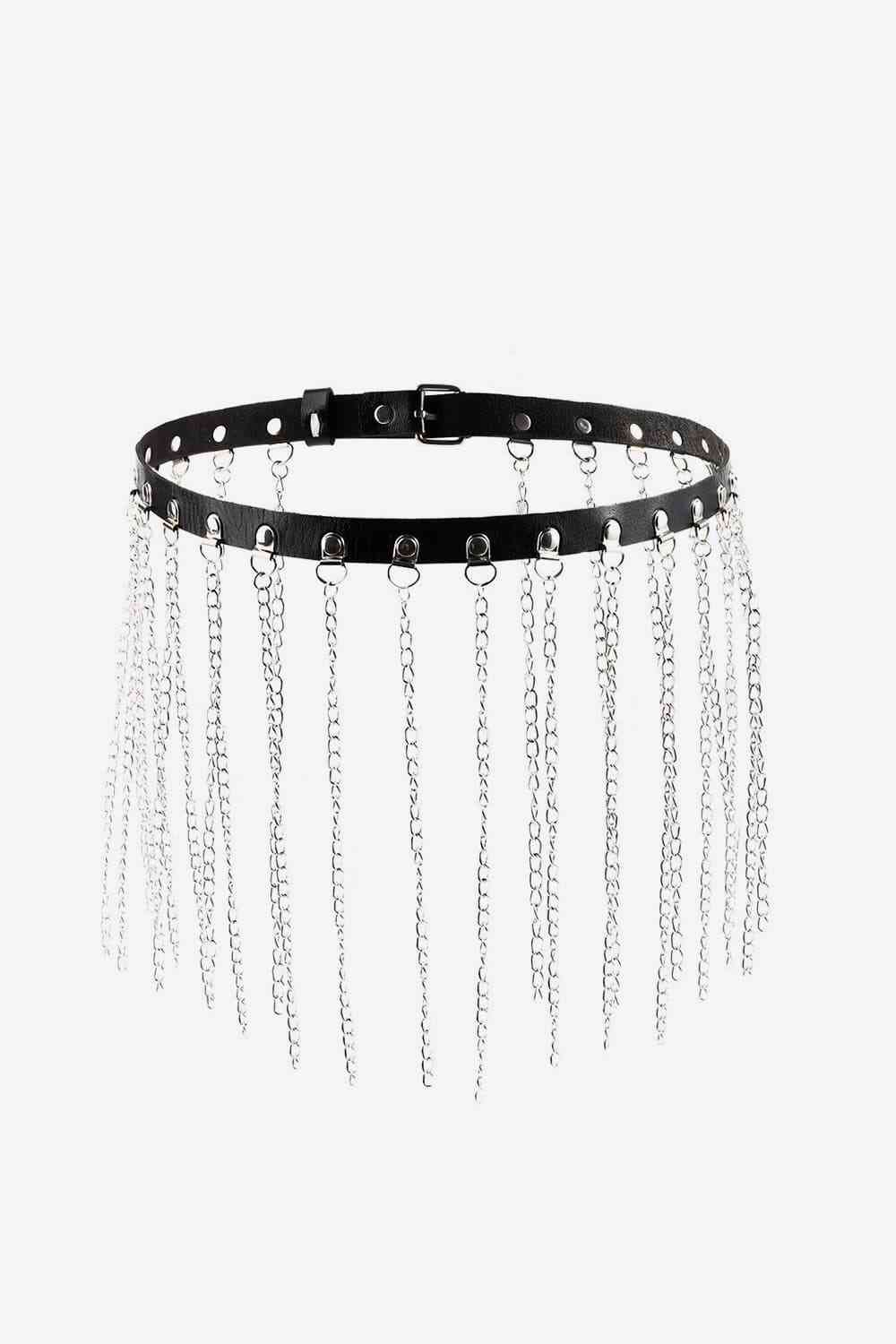 Fringed Chain PU Leather Belt - Munsieur