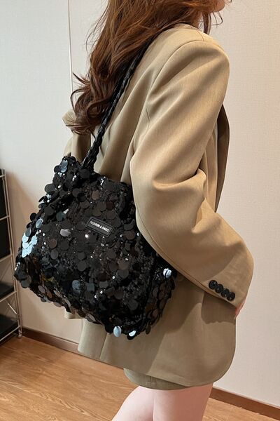 Sequin Braided Strap Shoulder Bag - Munsieur