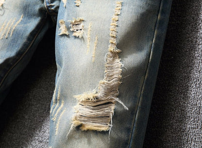 Men's American Style Ripped Designer Brand Pants Casual Loose
