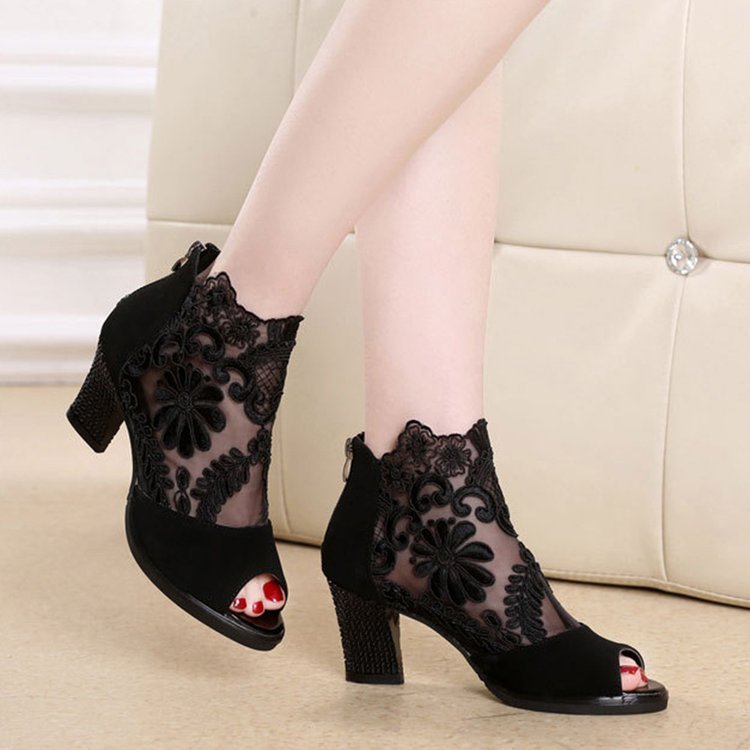 Women's Ankle Boots Summer Sexy Flower Plus Size 35-43