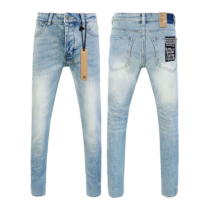 Straight Ripped Stretch American High Street Casual Men's Pants