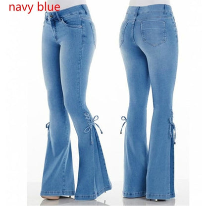 Women's Jeans Mid-Waisted Denim Stretch Jeans