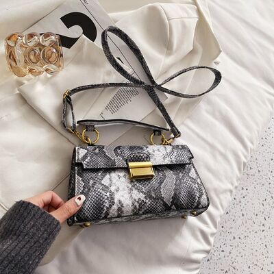 PU Leather Snakeskin Print Crossbody Bag - Munsieur