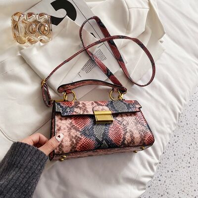 PU Leather Snakeskin Print Crossbody Bag - Munsieur