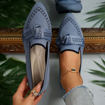 knitted Slip-On Flats with Bow - Munsieur