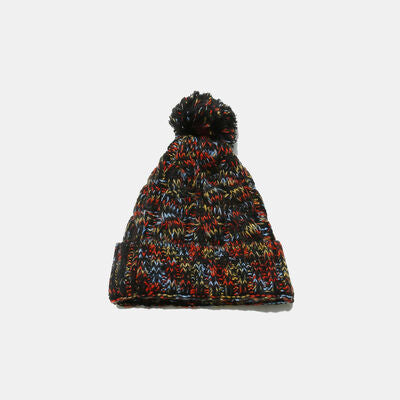 Contrast Cable-Knit Hat with Pompom - Munsieur