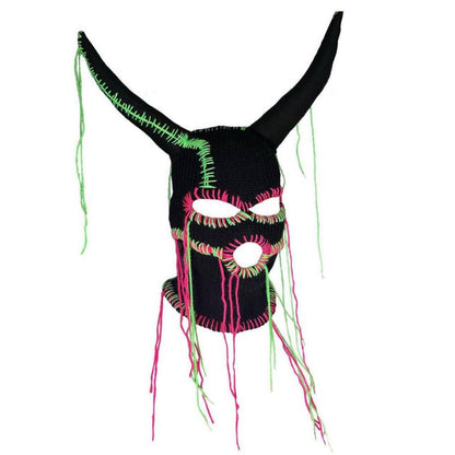 Handmade Knitted Colorful Line Hat Mask