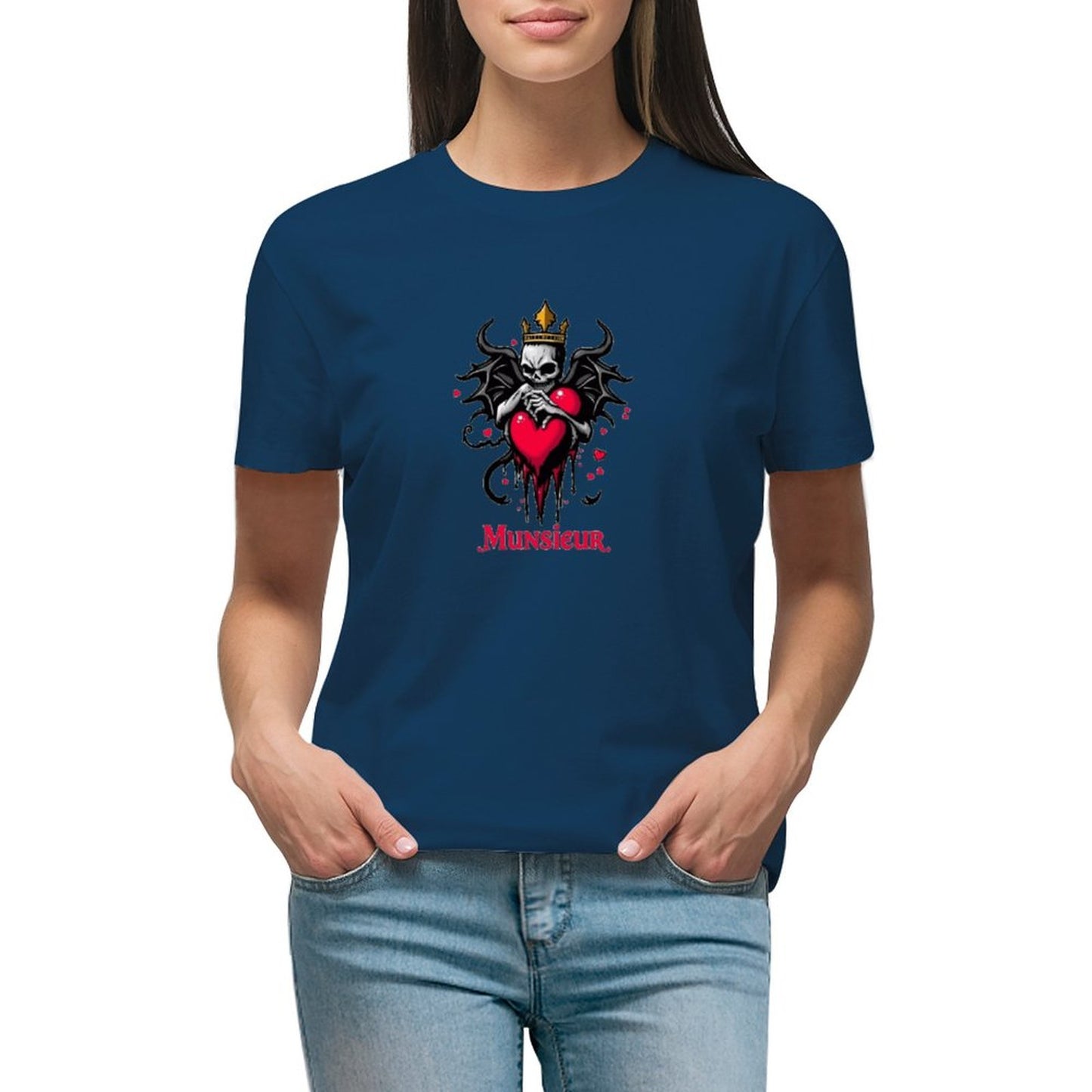 Munsieur Women's T-shirt "Queen" Bleeding Collection for Valentine's Day Embroidered