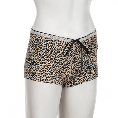 Women's Leopard Print Lace Stitching Casual Bottoms Low Waist - Munsieur